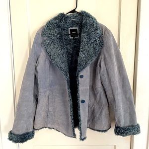 JLC genuine leather faux fur coat